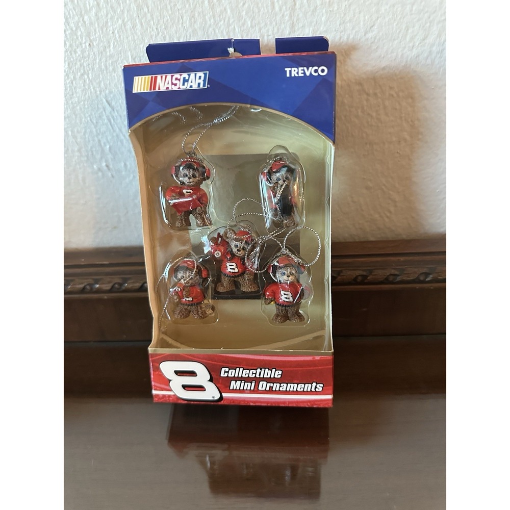 #8 Dale Earnhardt Jr‎ NASCAR Pit Crew Bears Mini Christmas Ornaments 5 Pc Set
